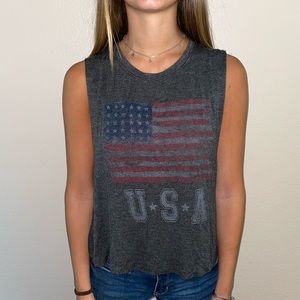 Tillys USA flag grey tank top! barely worn